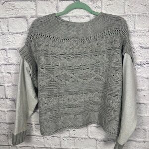 Cable Knit mixed media sweater by gimmicks by BKE